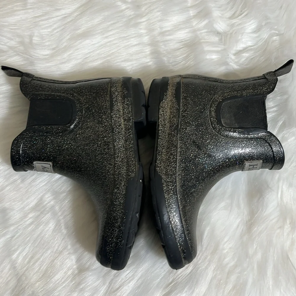 Hatley Black Silver Glitter Waterproof Rain Boots